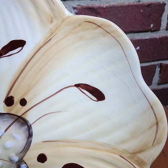 Laurie Gates Hand Painted Flower Salad Plate Floral Dinnerware Serving Neutrals - Picture 3 of 6